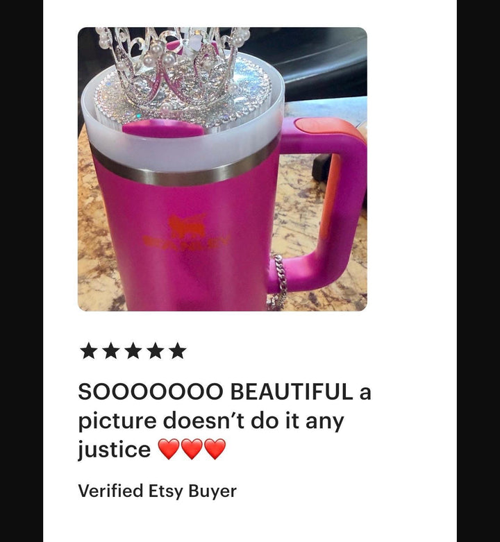 BLING Rhinestone Crown topper, fits Stanley lids, Rhinestones, decorative lid on a fitted base, unique gift BEST SELLER