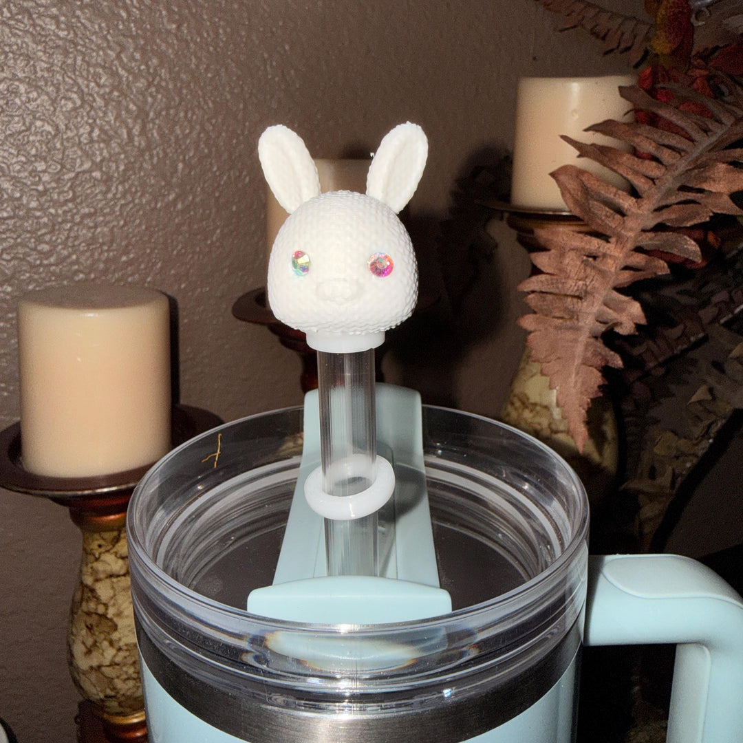 Easter Bunny Straw Cap Topper, for Stanley 20 30 or 40 oz Tumblers with 10 mm straw, unique minimalist gift accessories