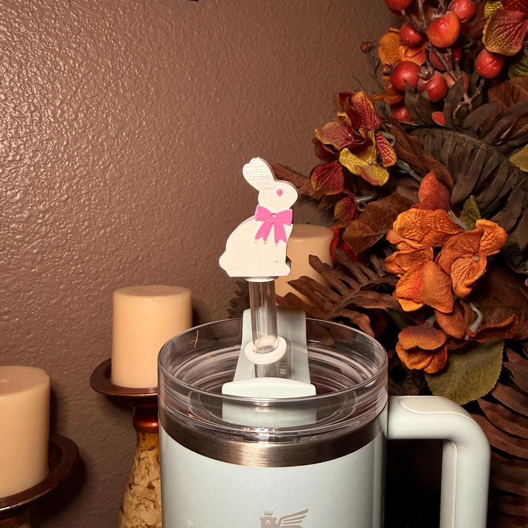 Chocolate Easter Bunny Straw Cap Topper, for Stanley Tumblers with 10 mm straw, pink or brown, unique minimalist gift accessories