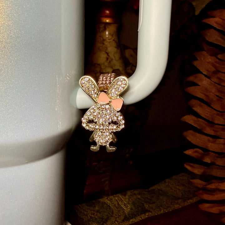 Rhinestone Easter Bunny Cup Handle Clip – Gold Magnetic Tumbler Charm Accessory