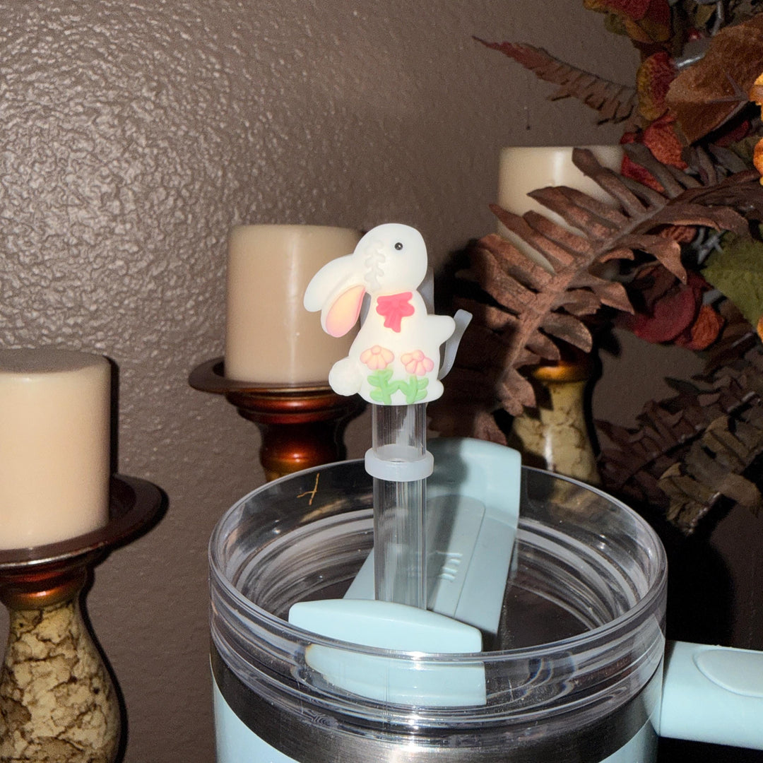 Easter Bunny Rabbit Straw Cap Topper, for Stanley 20 30 or 40 oz Tumblers with 10 mm straw, unique minimalist gift