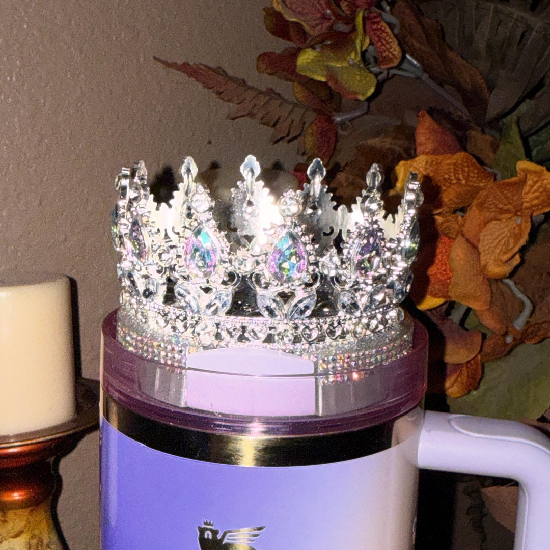 Spring Iridescent Rhinestone Princess Accessories for Stanley tumblers, Princess Crown Topper Bling Bangle Band or rose topper