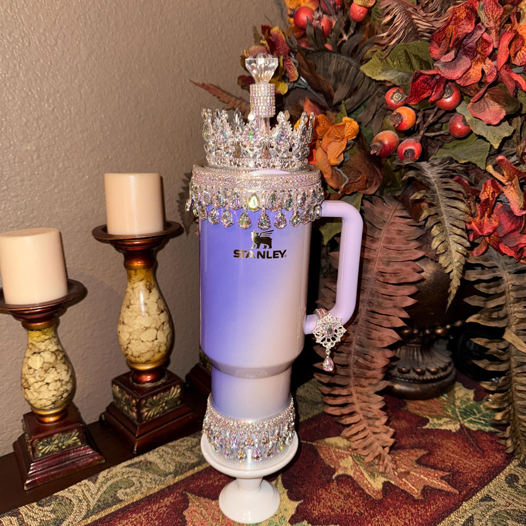 Spring Iridescent Rhinestone Princess Accessories for Stanley tumblers, Princess Crown Topper Bling Bangle Band or rose topper