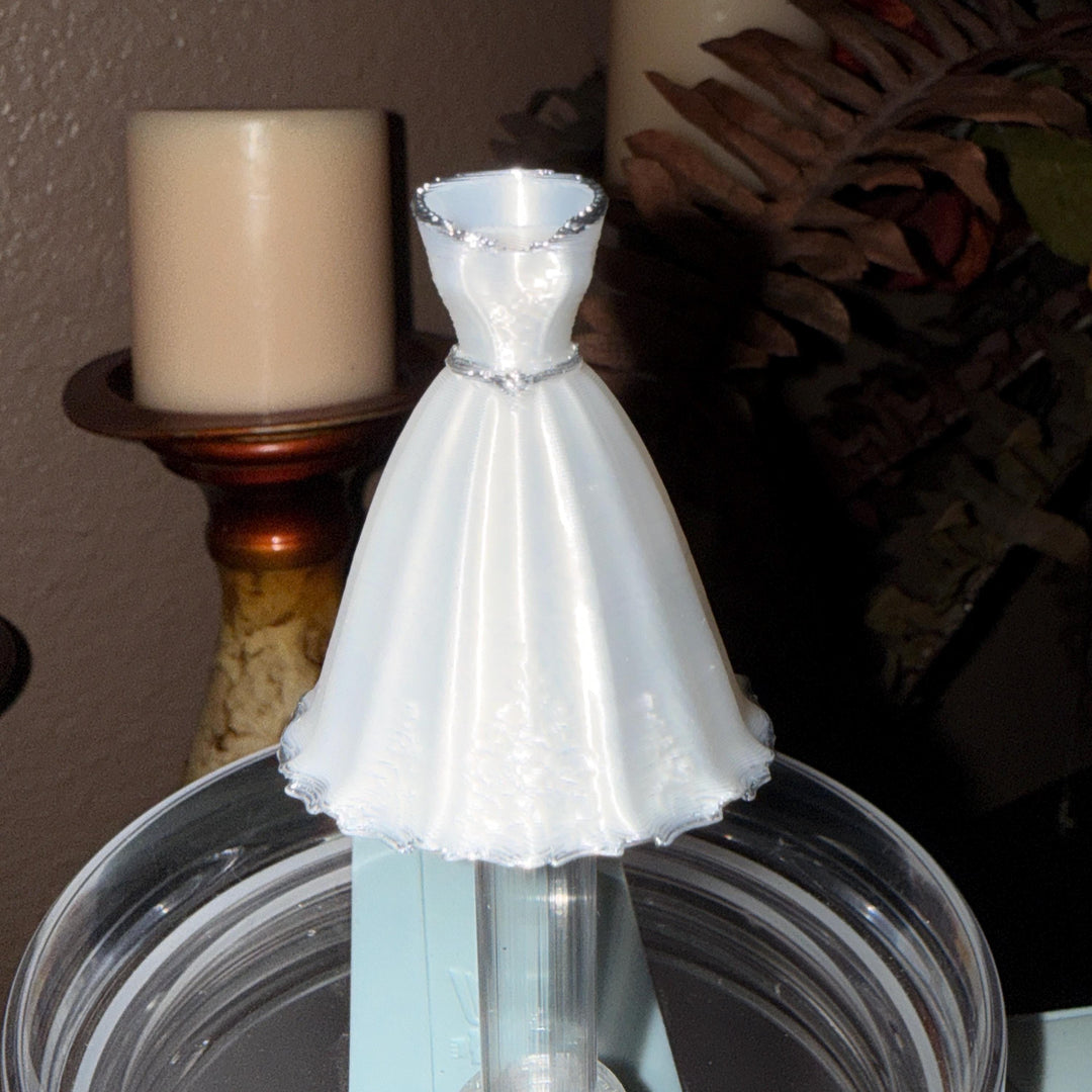 Bride Wedding Dress Straw Cap Topper, White Silk, for Stanley 20 30 or 40 oz Tumblers with 10 mm straw, unique minimalist gift