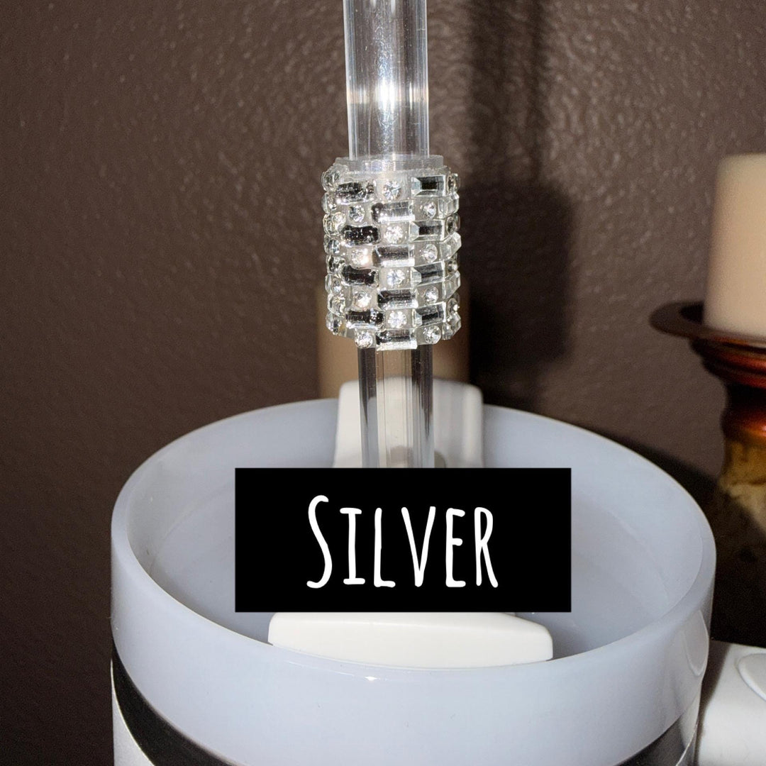 Fancy Rhinestone Straw Slider Charm, straw sleeve emblished with rhinestones, unique gift