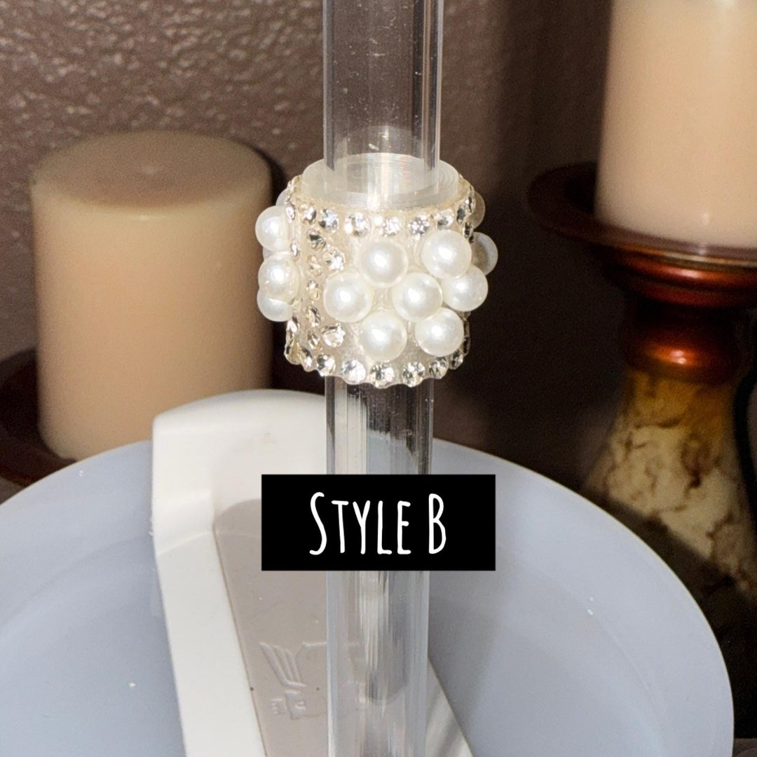 Fancy Rhinestone Straw Slider Charm, straw sleeve emblished with rhinestones, unique gift
