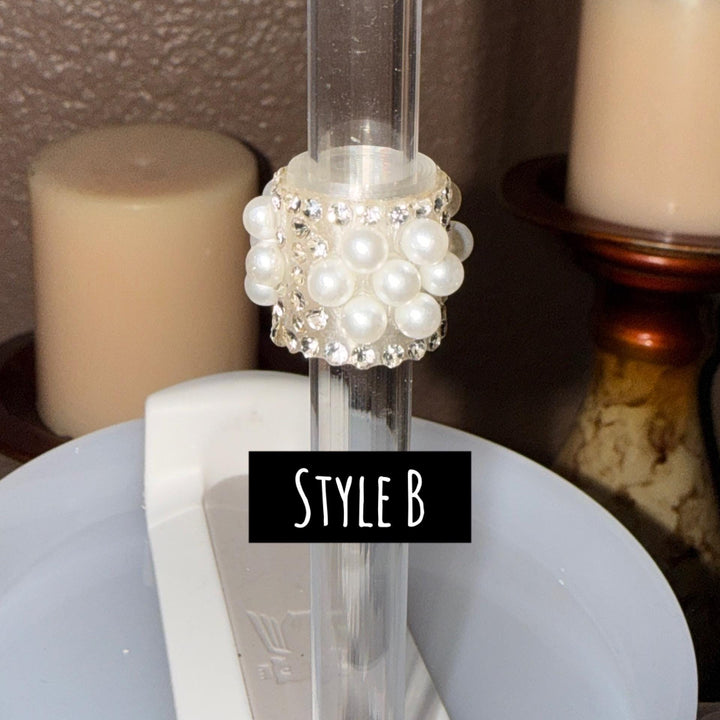 Fancy Rhinestone Straw Slider Charm, straw sleeve emblished with rhinestones, unique gift