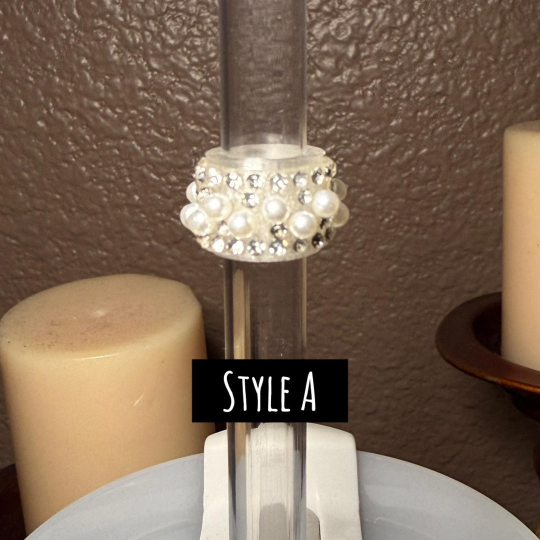 Fancy Rhinestone Straw Slider Charm, straw sleeve emblished with rhinestones, unique gift