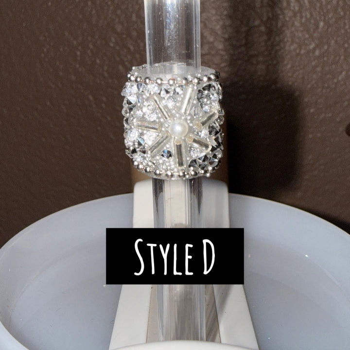 Fancy Rhinestone Straw Slider Charm, straw sleeve emblished with rhinestones, unique gift