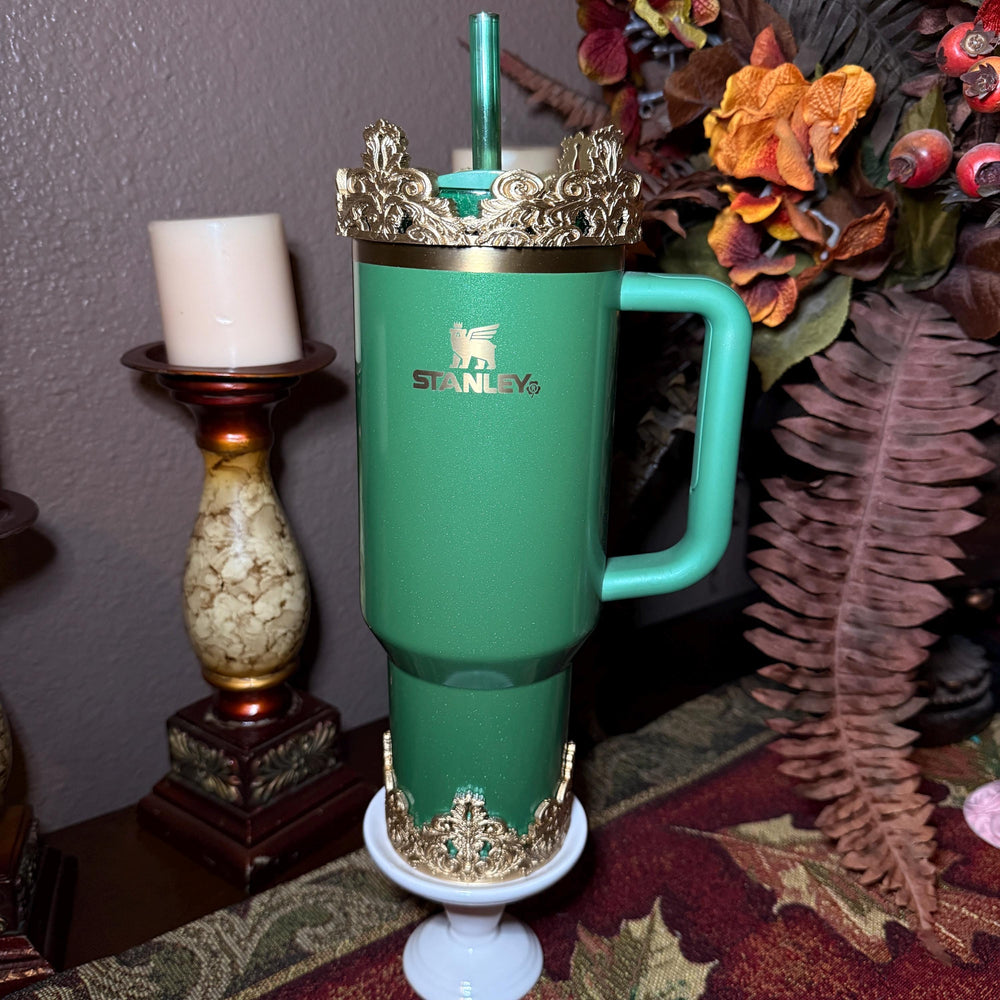 Gold Scroll Fancy Lace Damask Tumbler Boot Halo Accessory Collection for tumblers, Stanley accessories