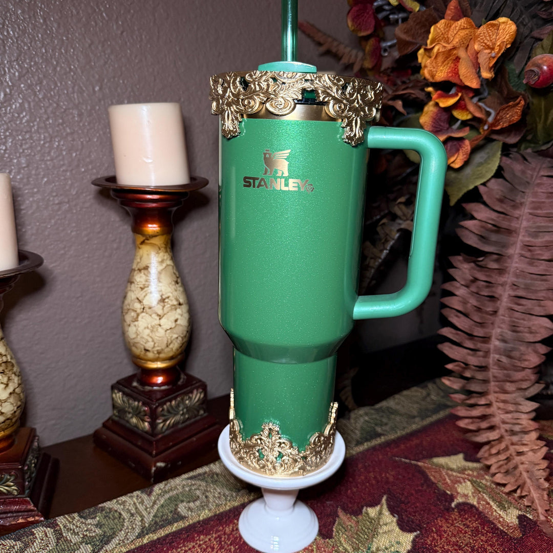 NEW Scroll Fancy Lace Damask Gold or Silver Tumbler Boot Halo Accessory Collection for tumblers, Stanley accessories