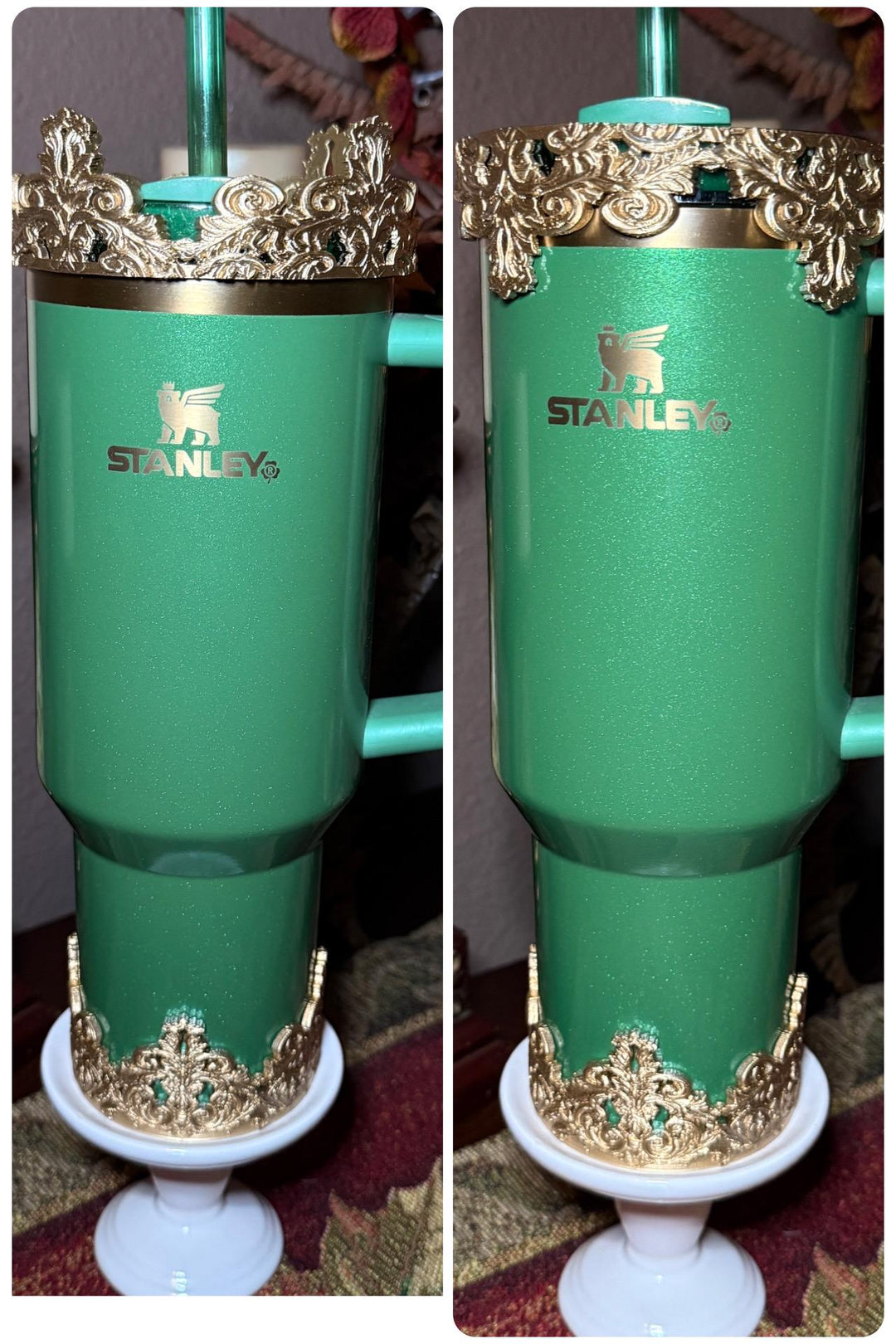 NEW Scroll Fancy Lace Damask Gold or Silver Tumbler Boot Halo Accessory Collection for tumblers, Stanley accessories