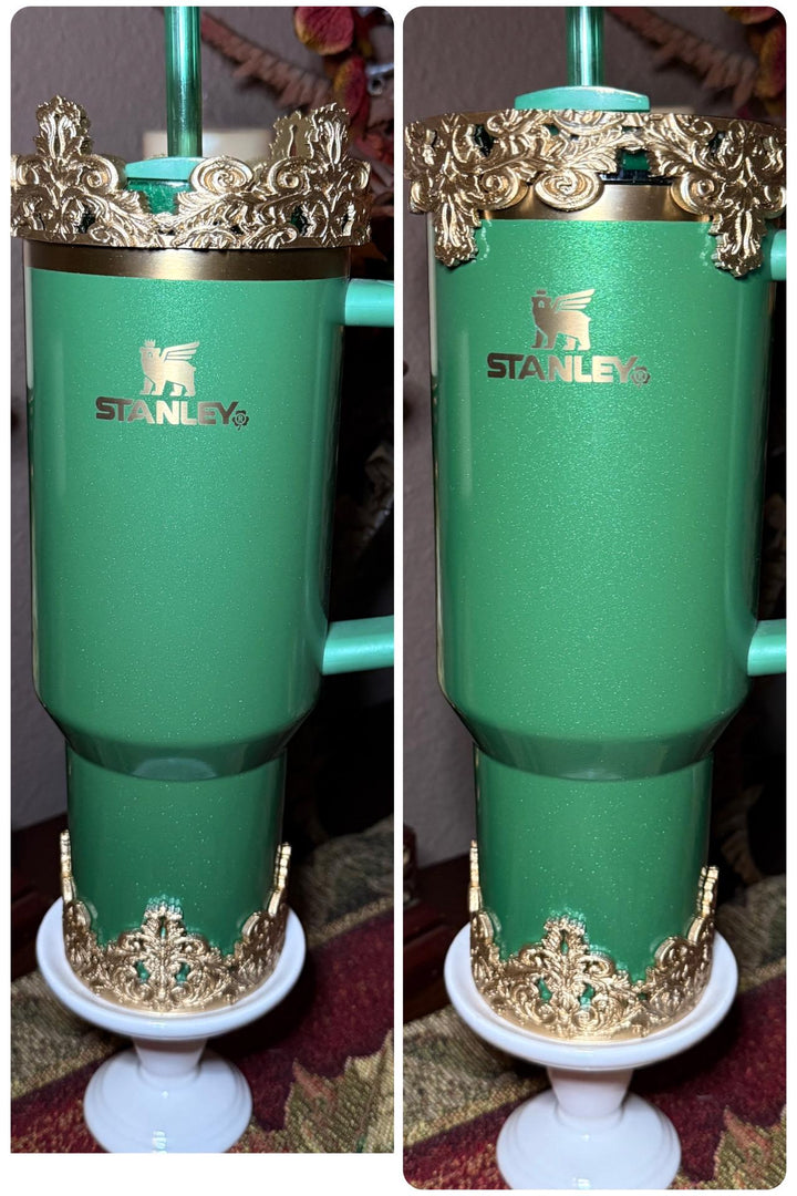 NEW Scroll Fancy Lace Damask Gold or Silver Tumbler Boot Halo Accessory Collection for tumblers, Stanley accessories