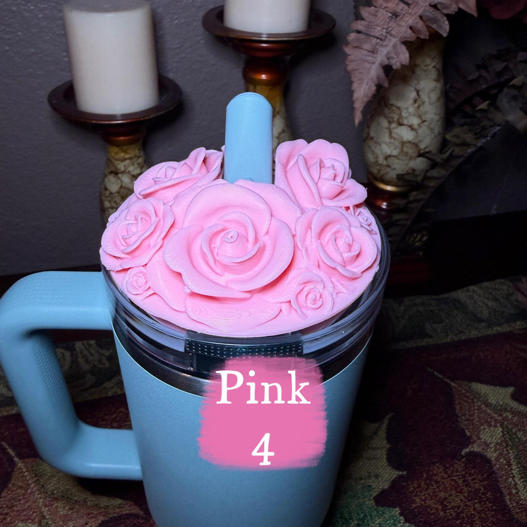 Rose Bouquet Cluster Tumbler Topper that fit Stanley Tumbler PRO TOUR Lids, Rose Accessory, 3D Decorative Lid, hot seller