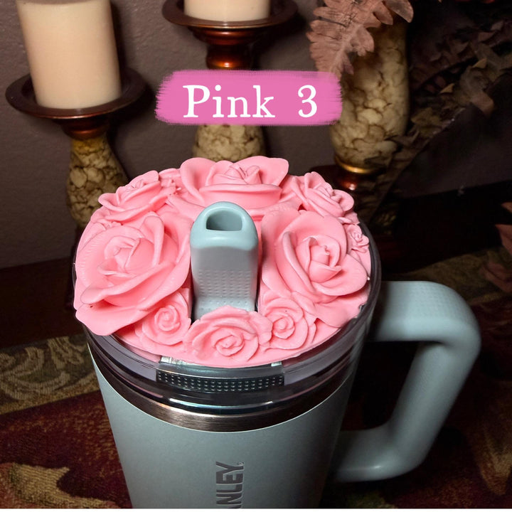 Rose Bouquet Cluster Tumbler Topper that fit Stanley Tumbler PRO TOUR Lids, Rose Accessory, 3D Decorative Lid, hot seller