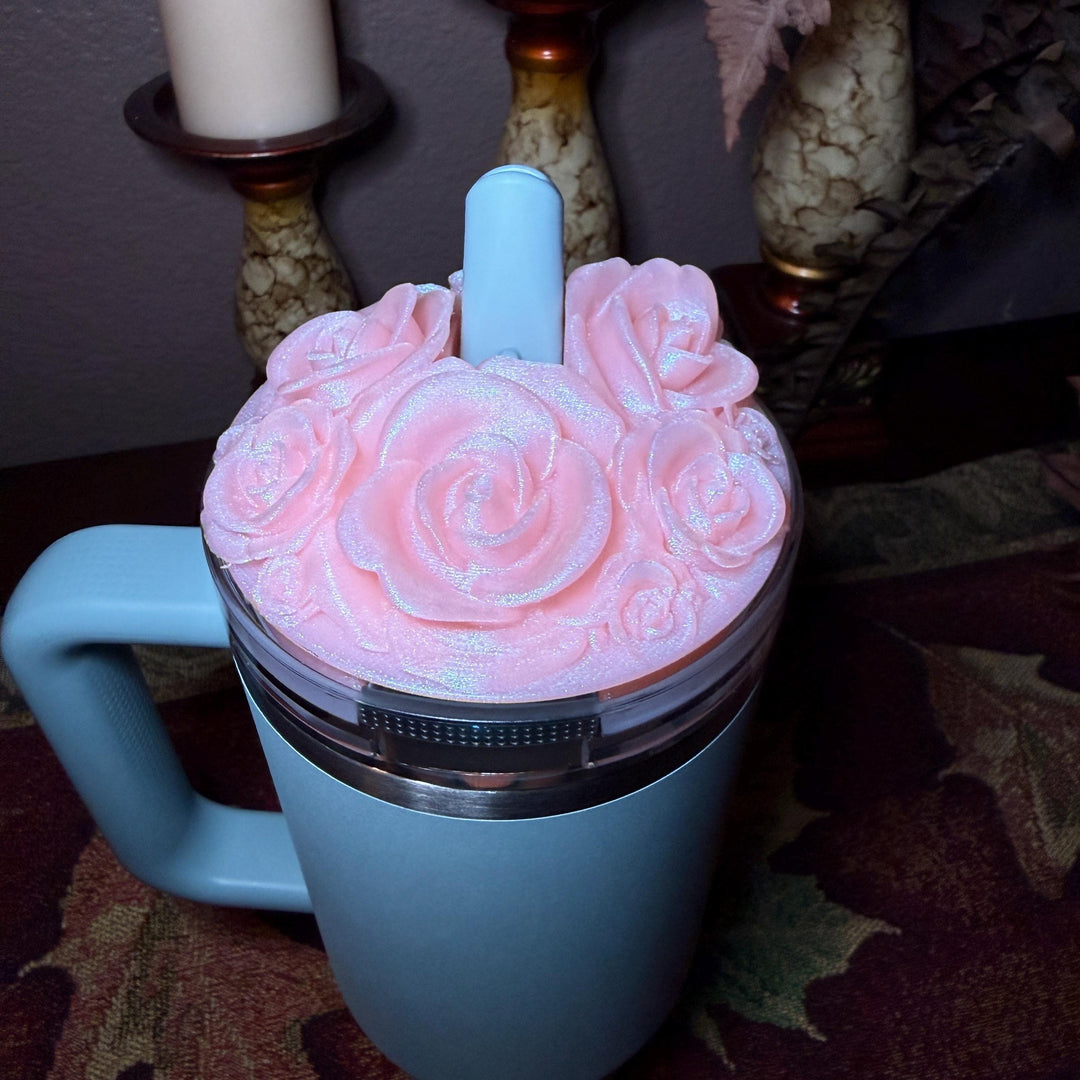 Rose Bouquet Cluster Tumbler Topper that fit Stanley Tumbler PRO TOUR Lids, Rose Accessory, 3D Decorative Lid, hot seller