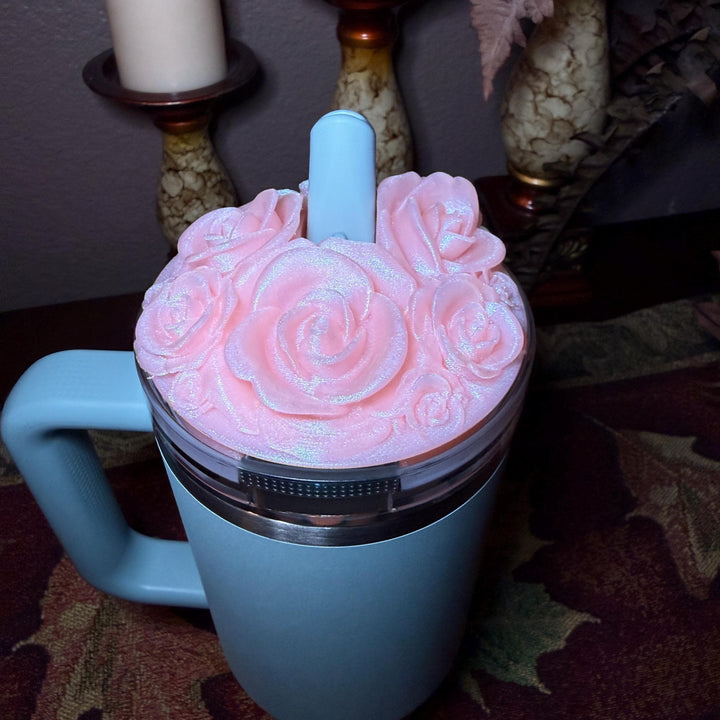 Rose Bouquet Cluster Tumbler Topper that fit Stanley Tumbler PRO TOUR Lids, Rose Accessory, 3D Decorative Lid, hot seller