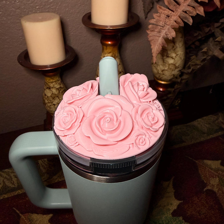 Rose Bouquet Cluster Tumbler Topper that fit Stanley Tumbler PRO TOUR Lids, Rose Accessory, 3D Decorative Lid, hot seller