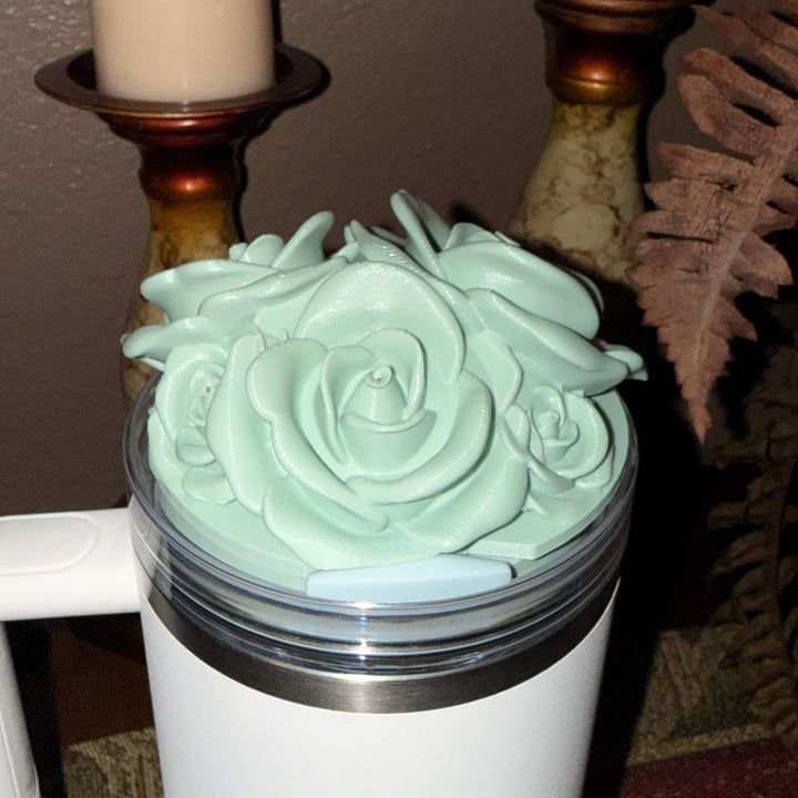 Sage Green Spring Blossoms Tumbler Accessories, Lid Topper, Boot, halo, staw topper, For 20 30 or 40 oz Stanley Tumblers, Mothers Day Gift