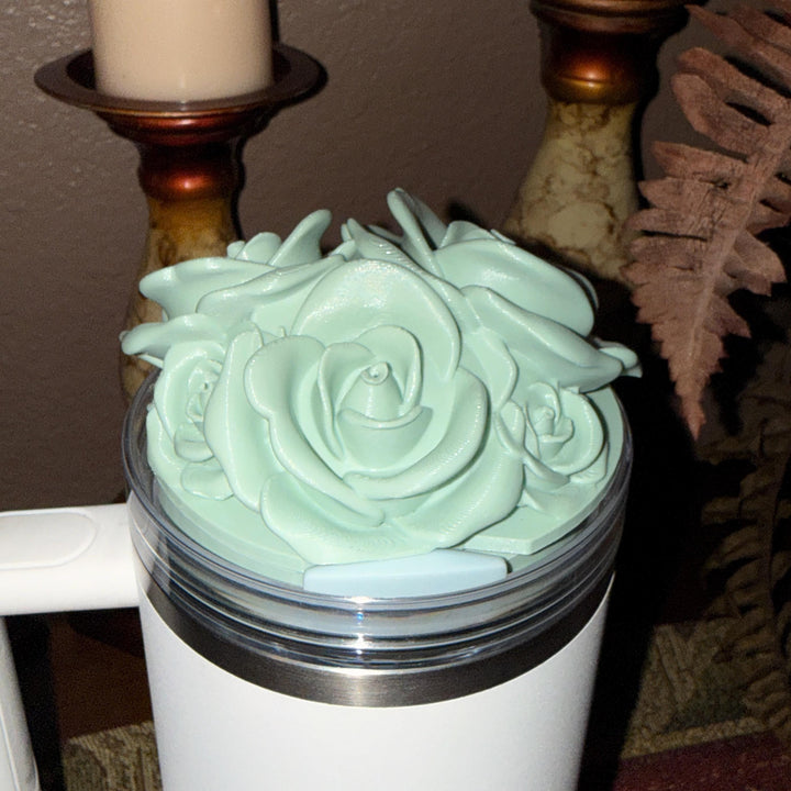 Green Spring Blossoms Tumbler Accessories, Floral Boot, halo, or lid toppers, For 20 30 or 40 oz Stanley Tumblers, Easter, Mothers Day Gift