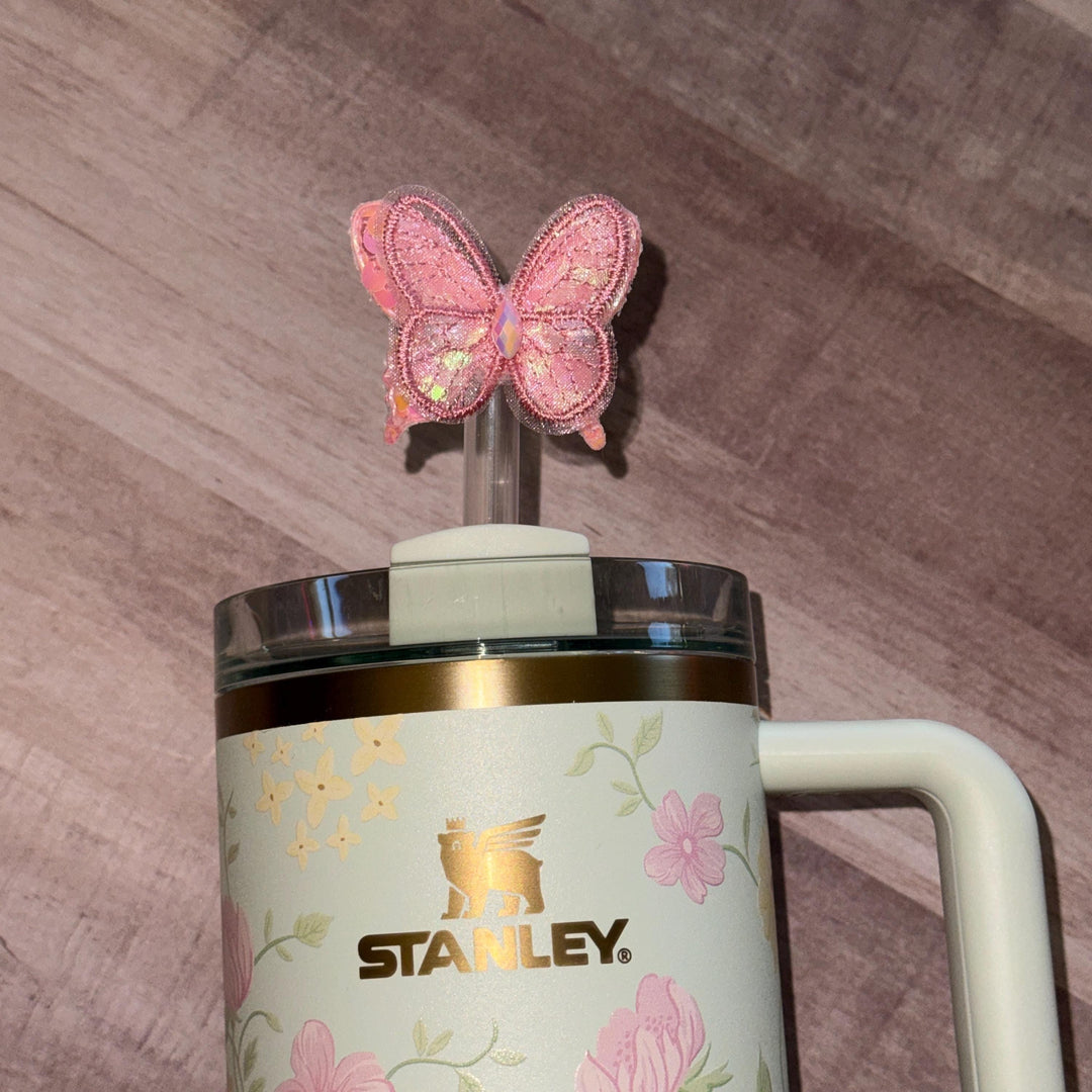 Spring Butterfly staw topper, Mothers Day Gift, Tumbler Accessories, Fits your 8 or 10 mm straws, pink, yellow, lavender, blue