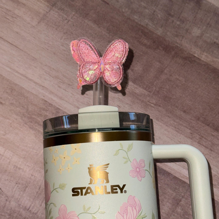 Spring Butterfly staw topper, Mothers Day Gift, Tumbler Accessories, Fits your 8 or 10 mm straws, pink, yellow, lavender, blue