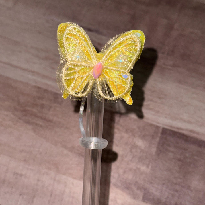 Spring Butterfly staw topper, Mothers Day Gift, Tumbler Accessories, Fits your 8 or 10 mm straws, pink, yellow, lavender, blue