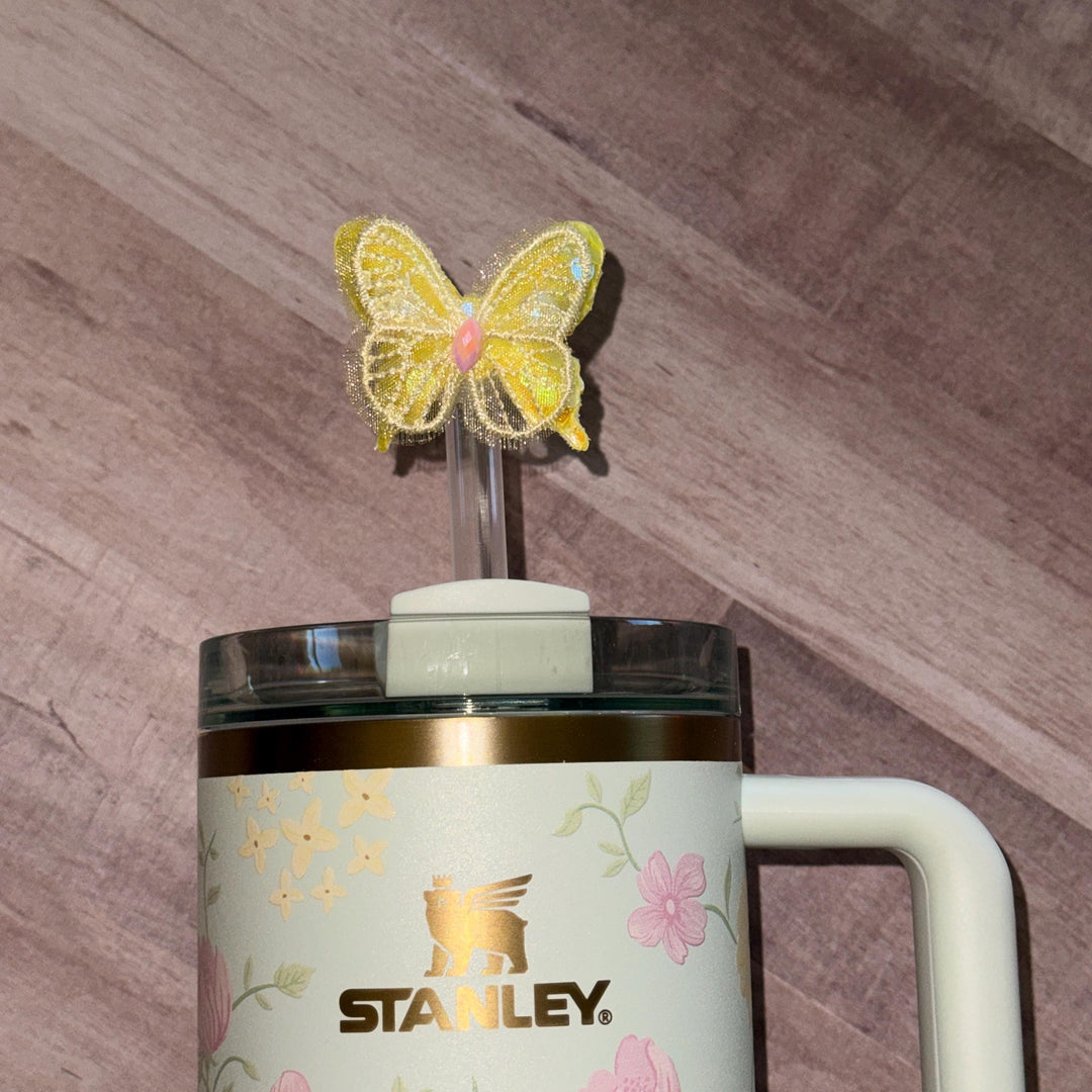Spring Butterfly staw topper, Mothers Day Gift, Tumbler Accessories, Fits your 8 or 10 mm straws, pink, yellow, lavender, blue