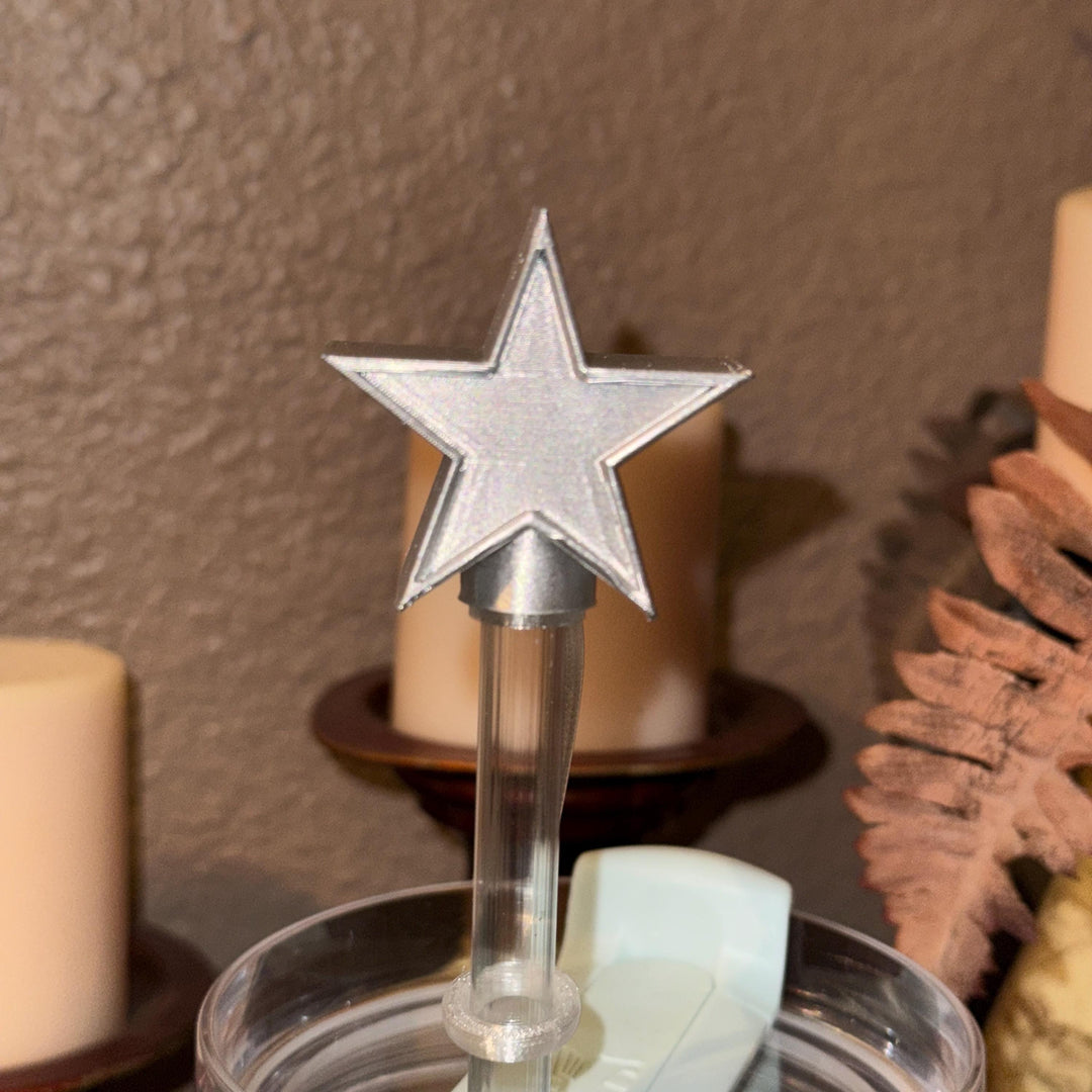 Gold or Silver Star Straw Topper, fits Stanley Tumbler straws 10 mm diameter, Unique Gift