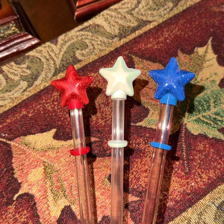 Red White Blue Glittered Star Straw Topper Cap , Patriotic, July 4th, Independence Day, stars stripes red chili fireworks cream royal