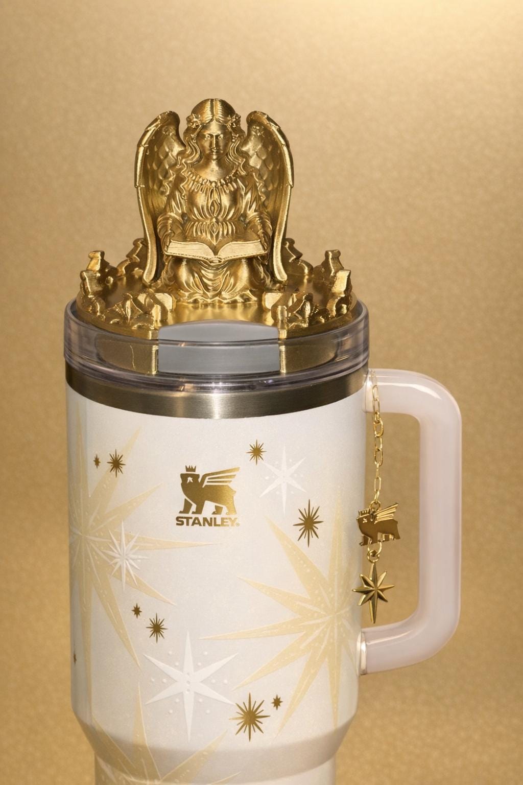 Gold Angel and Crosses Tumbler Topper for Starlight Shimmer Stanley – Religious or Easter Accessory, Unique Gift