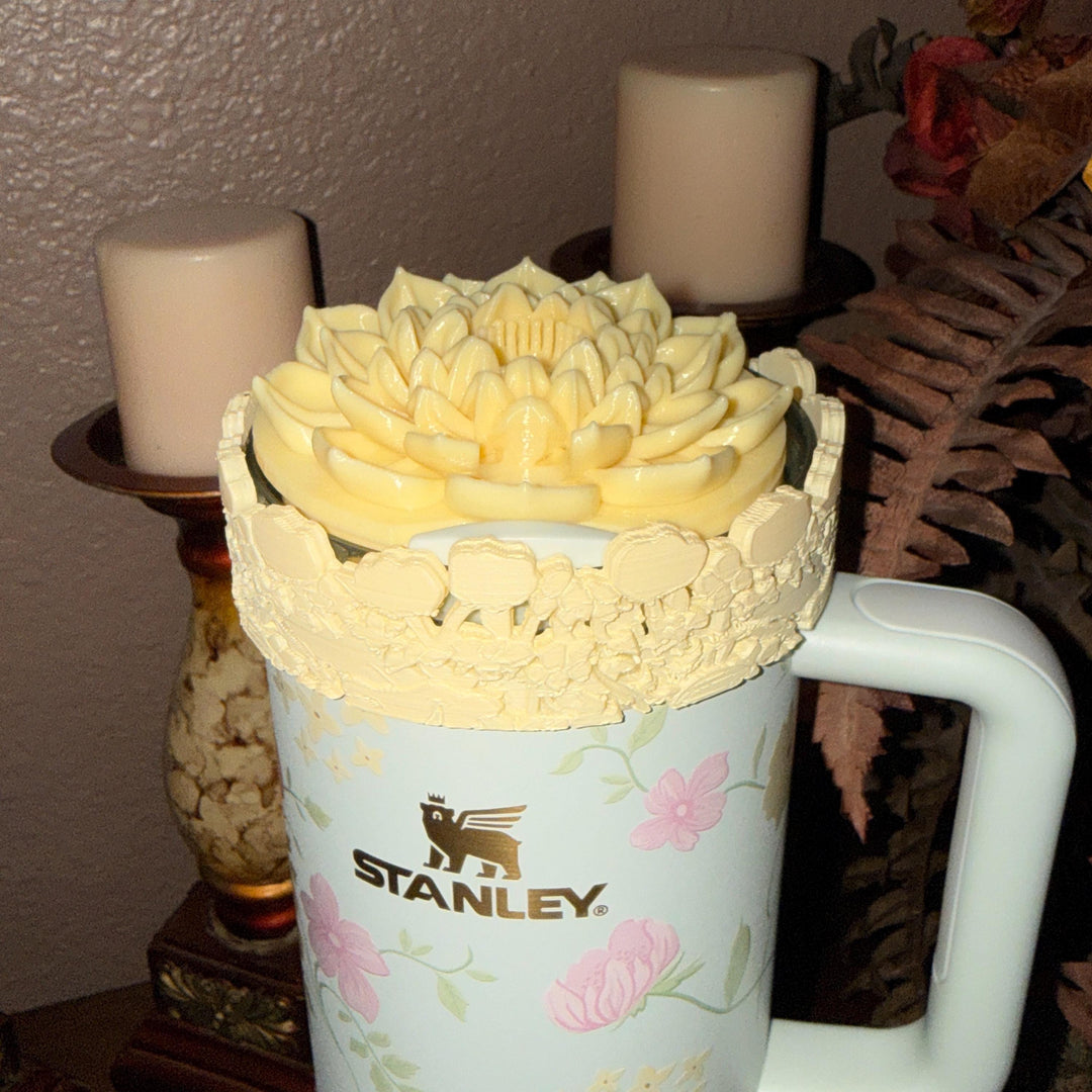 Yellow Spring Blossoms Tumbler Accessories, Lid Topper, Boot, halo, or staw topper, For 20 30 or 40 oz Stanley Tumblers, Mothers Day Gift