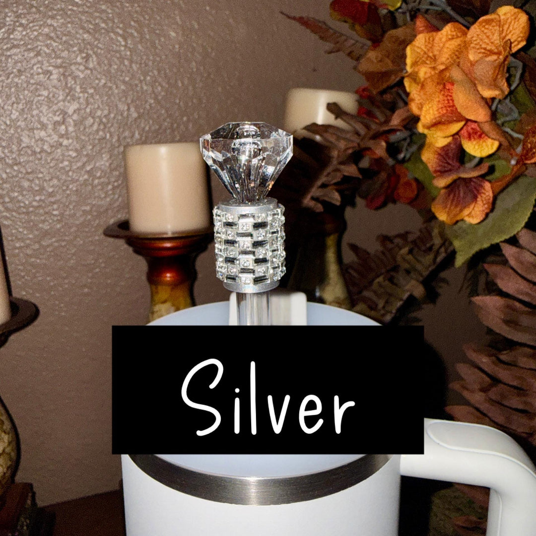 Fancy Rhinestone Diamond straw topper cap, straw cover emblished with rhinestones, gold, rose gold, black, silver, for 10 mm straws