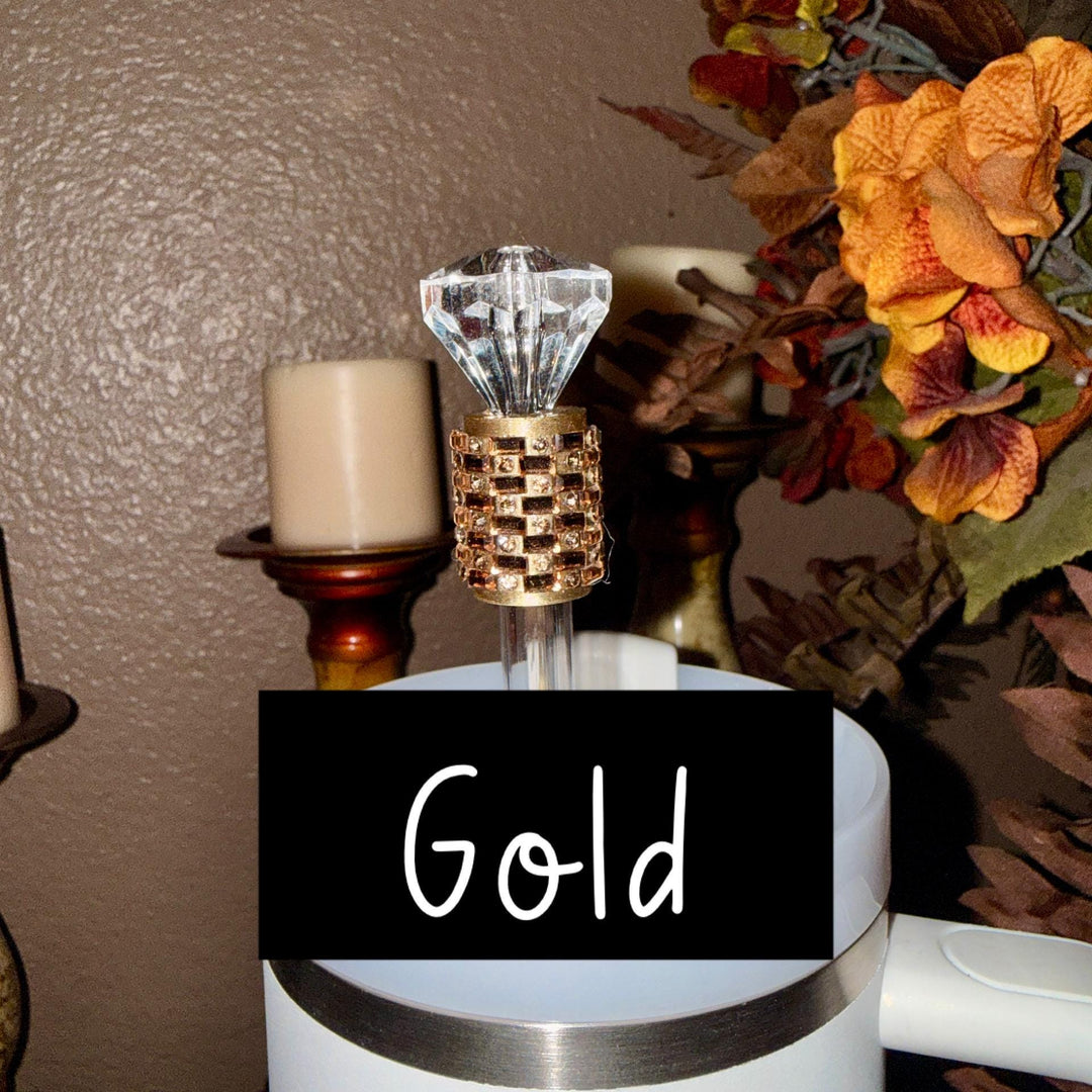 Fancy Rhinestone Diamond straw topper cap, straw cover emblished with rhinestones, gold, rose gold, black, silver, for 10 mm straws