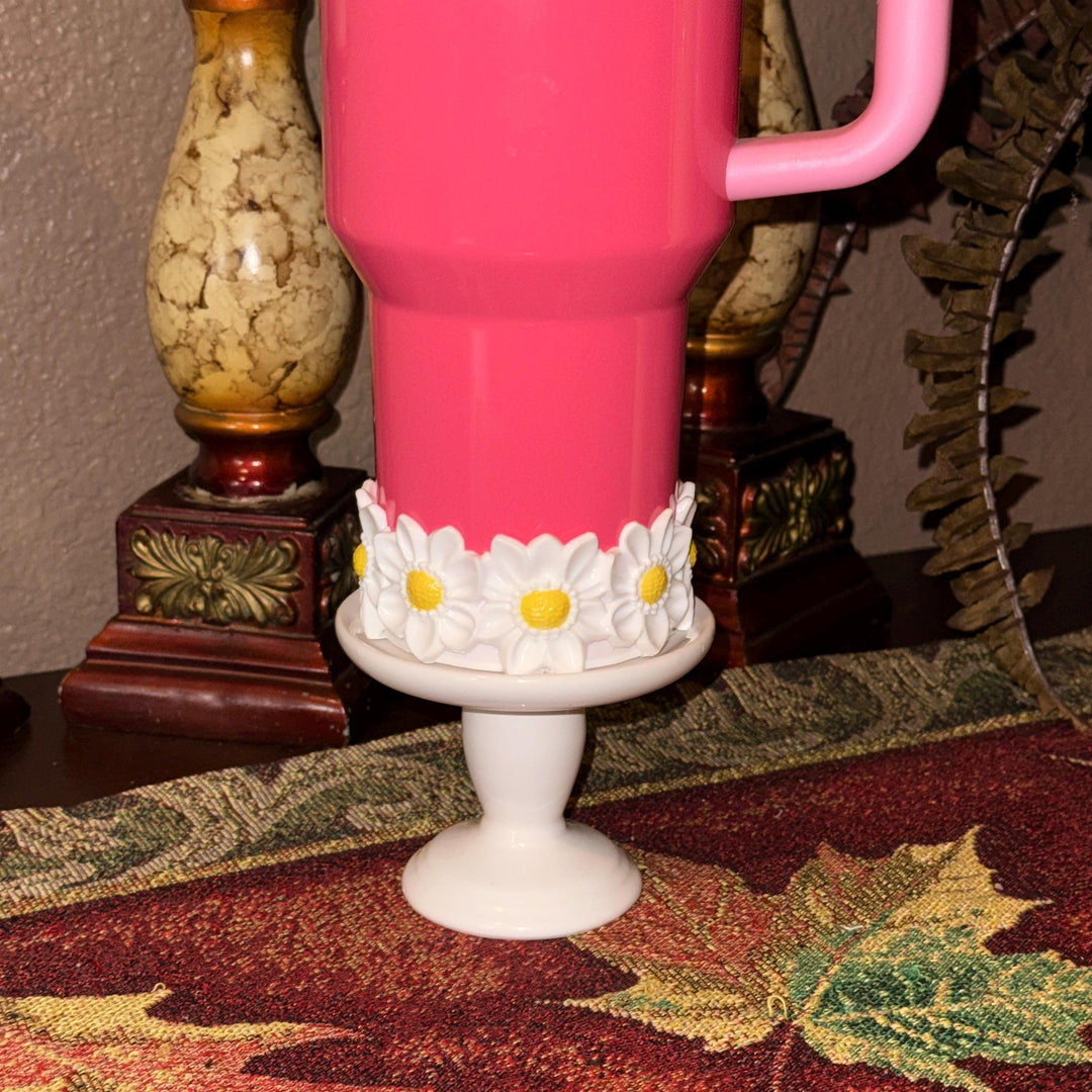Daisy Tumbler Boot, White Yellow, Protective Sleeve, Floral Boot, Fit's 20 30 and 40 oz Stanley, Flowers Tumbler Accessories