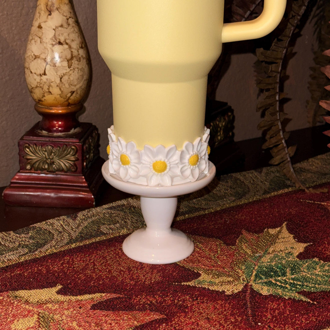 Daisy Tumbler Boot, White Yellow, Protective Sleeve, Floral Boot, Fit's 20 30 and 40 oz Stanley, Flowers Tumbler Accessories