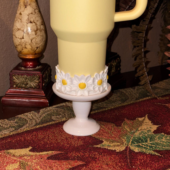 Daisy Tumbler Boot, White Yellow, Protective Sleeve, Floral Boot, Fit's 20 30 and 40 oz Stanley, Flowers Tumbler Accessories