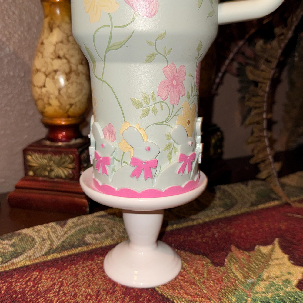 Light Sage Mint Chocolate Easter Bunny Tumbler Boot or straw topper, White Bunnies, Fit's Stanley and other Tumblers, Protective Sleeve