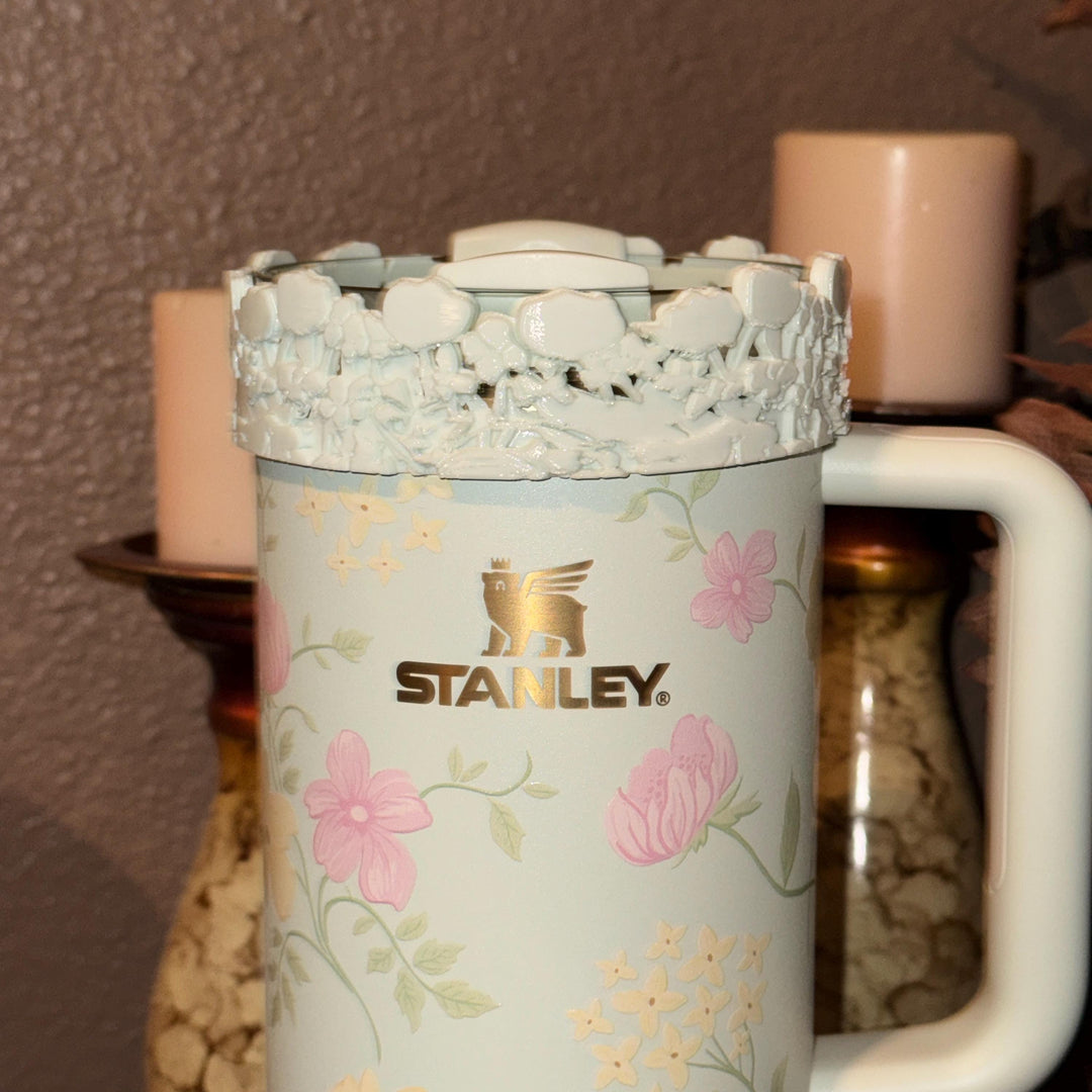 Light Sage Mint Spring Blossoms Tumbler Accessories, Lid Topper, Boot, halo, staw topper, For 20 30 or 40 oz Stanley Tumblers, Mothers Day