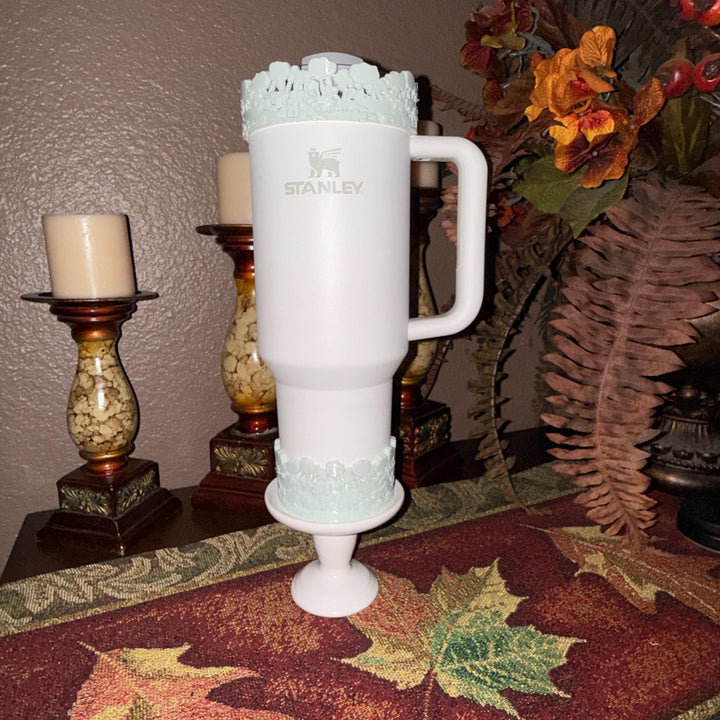 Light Sage Mint Spring Blossoms Tumbler Accessories, Lid Topper, Boot, halo, staw topper, For 20 30 or 40 oz Stanley Tumblers, Mothers Day