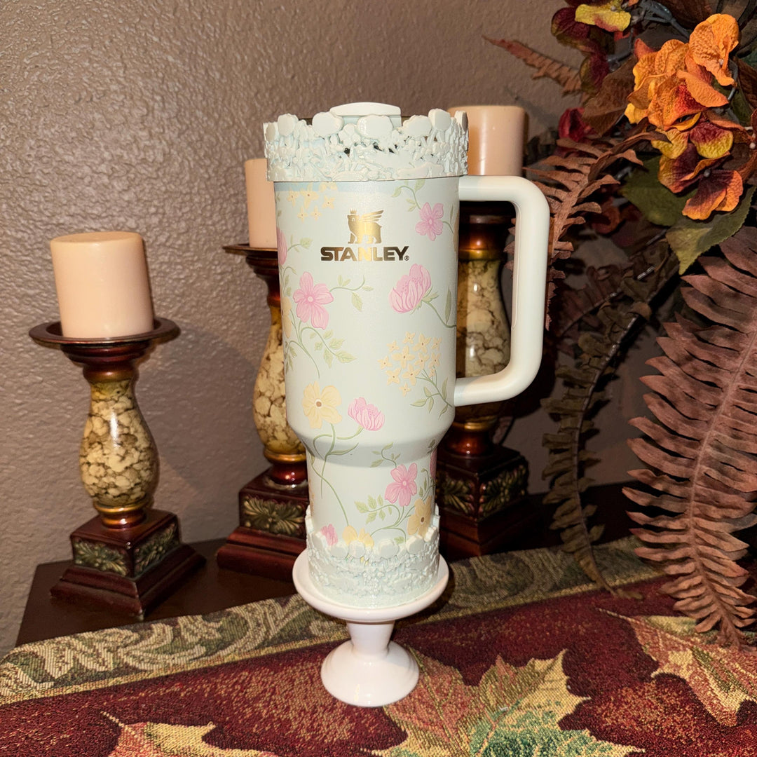 Light Sage Mint Spring Blossoms Tumbler Accessories, Lid Topper, Boot, halo, staw topper, For 20 30 or 40 oz Stanley Tumblers, Mothers Day