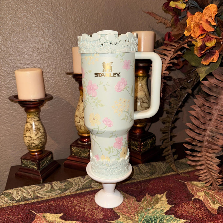 Light Sage Mint Spring Blossoms Tumbler Accessories, Lid Topper, Boot, halo, staw topper, For 20 30 or 40 oz Stanley Tumblers, Mothers Day