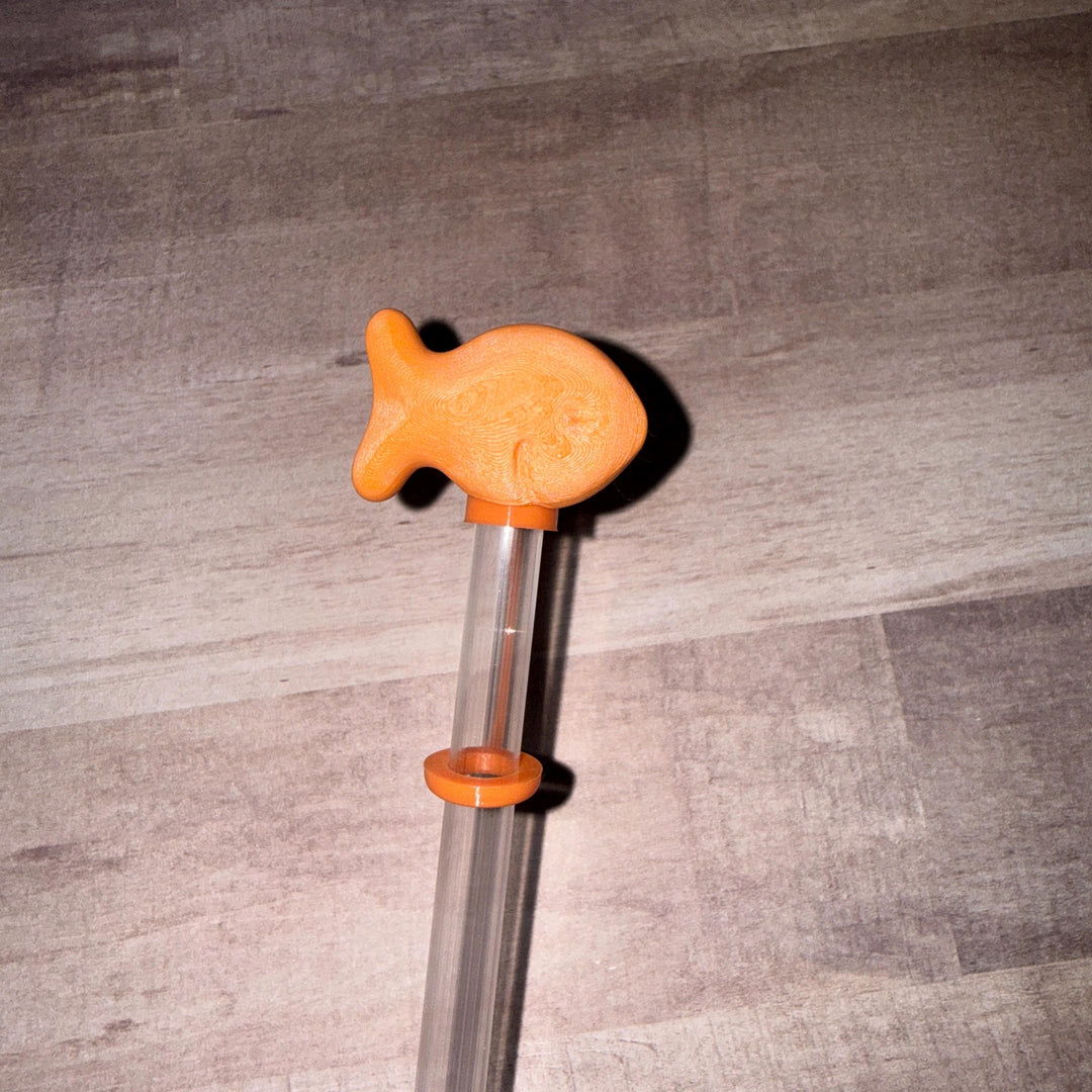 Orange Goldfish staw topper, Tumbler Accessories, Fits your 8 or 10 mm straws