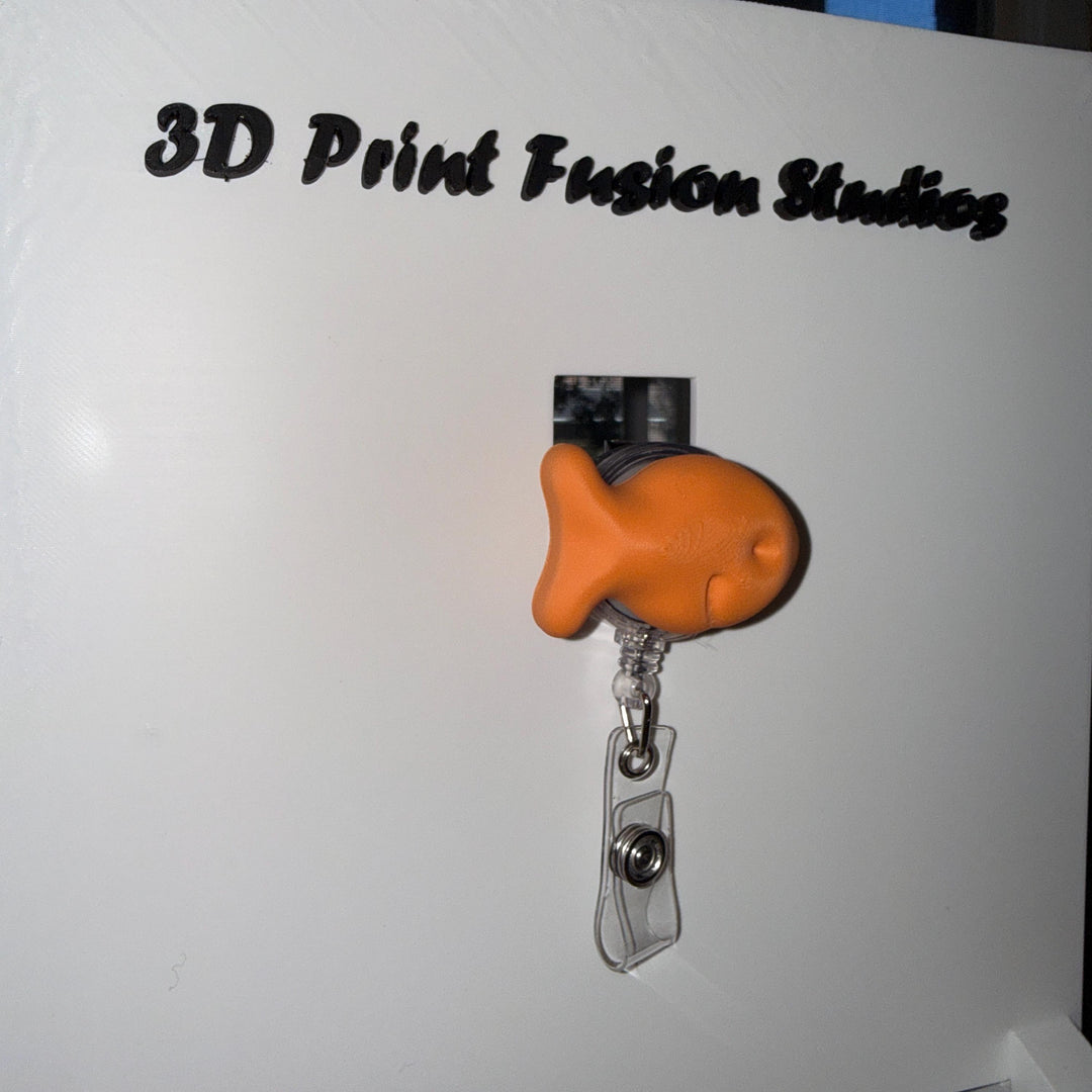 Gold FIsh Badge Reel – Organge Fish 3D Printed ID Holder Office Workers, Nurses, Teachers & Office Staff