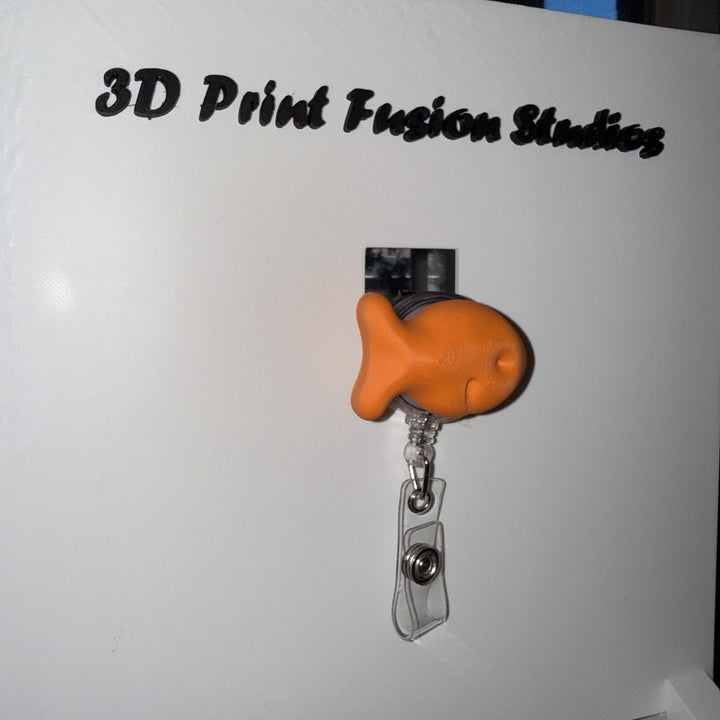 Gold FIsh Badge Reel – Organge Fish 3D Printed ID Holder Office Workers, Nurses, Teachers & Office Staff