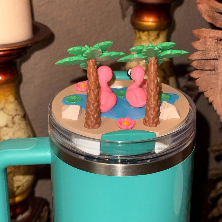 Tropical Flamingo Tumbler Boot, Cabana beach Tumbler Boot Sleeve, Unique Gift, multiple color