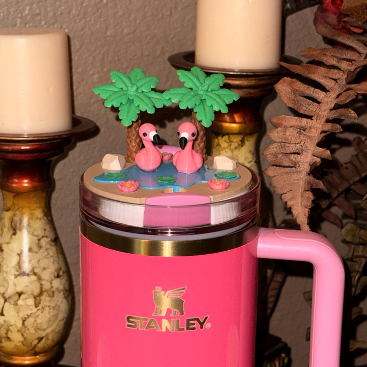 Tropical Flamingo Tumbler Boot, Cabana beach Tumbler Boot Sleeve, Unique Gift, multiple color