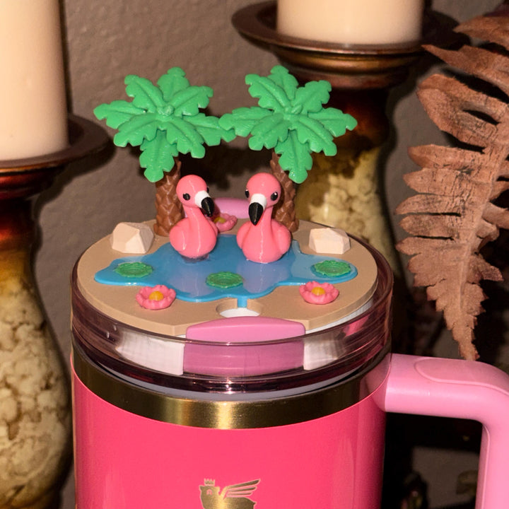 Tropical Flamingo Tumbler Boot, Cabana beach Tumbler Boot Sleeve, Unique Gift, multiple color