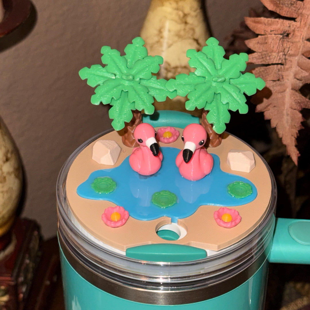 Tropical Flamingo Tumbler Boot, Cabana beach Tumbler Boot Sleeve, Unique Gift, multiple color