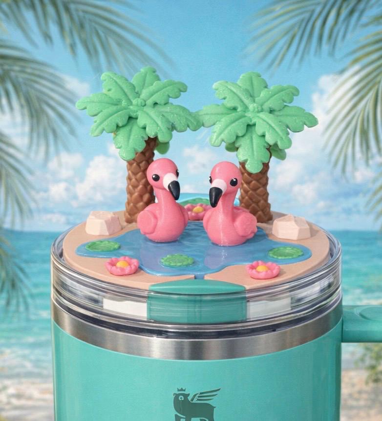 Tropical Flamingo Tumbler Boot, Cabana beach Tumbler Boot Sleeve, Unique Gift, multiple color